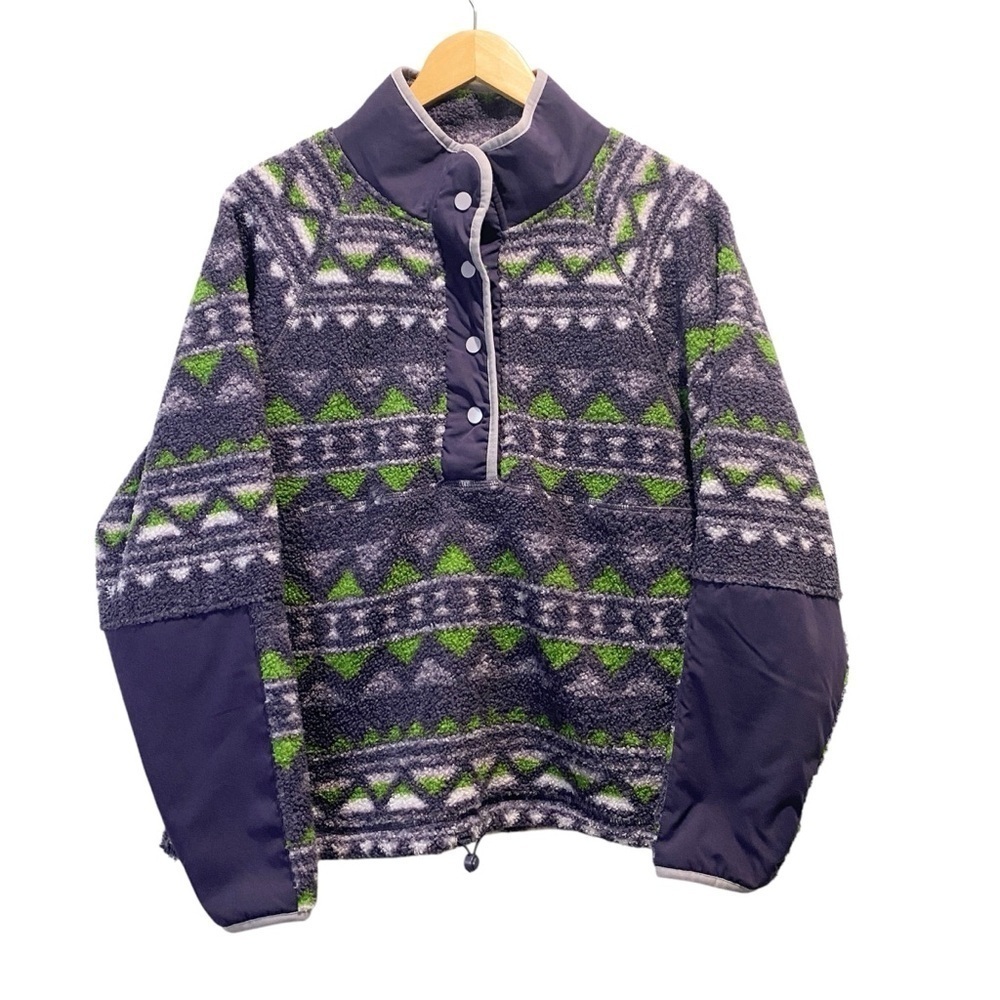 HYBA Sherpa Fleece cabincore Quarter Pullover with Raglan Sleeves sz Large - Picture 3 of 16